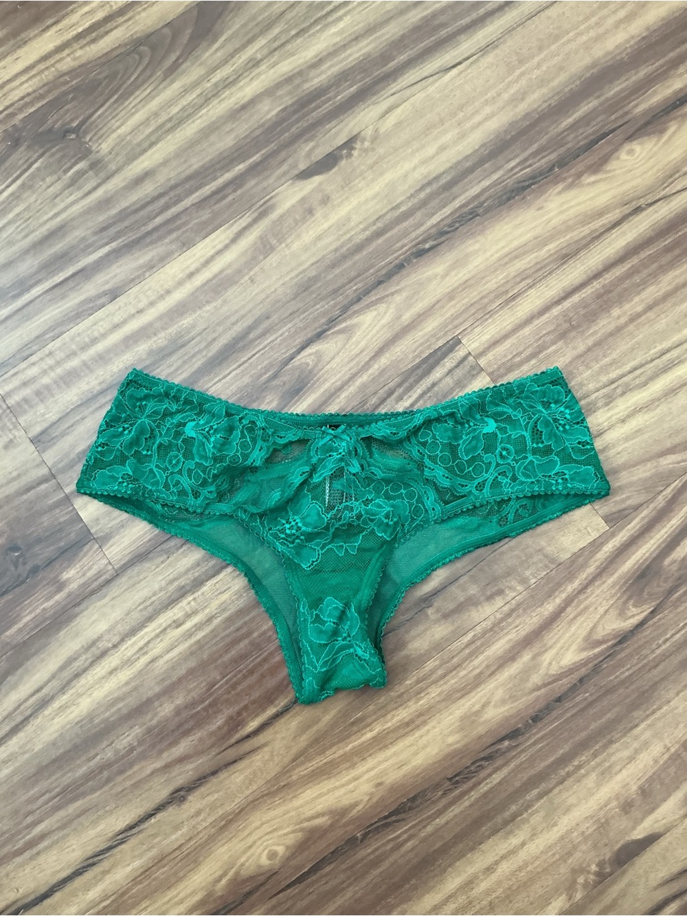 Victoria's Secret Emerald Green Lace Cheeky Panty